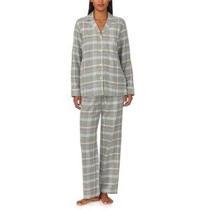 Lauren Ralph Lauren Womens XL Long Sleeve Brushed Twill Notch Collar Pajamas NEW